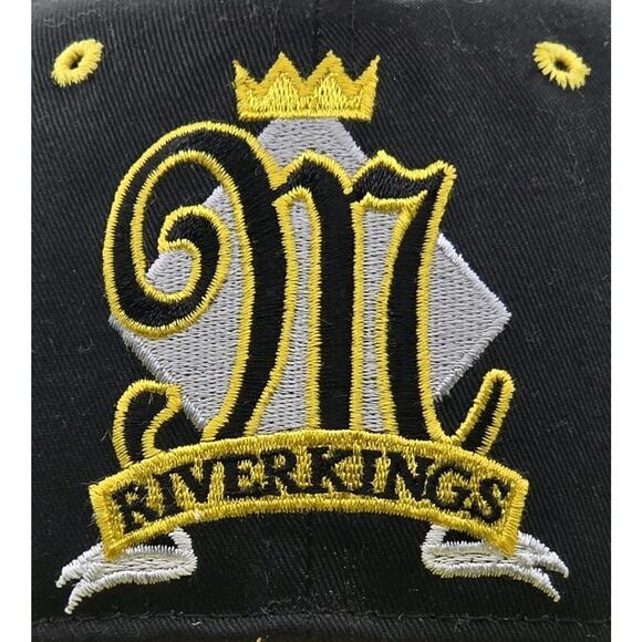 NWT Vintage Memphis Mississippi River Kings CHL Hockey Black Yellow Snapback Cap - Picture 2 of 9